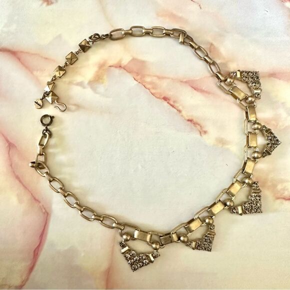 Stella and Dot gold tone rhinestone choker necklace - Picture 2 of 11